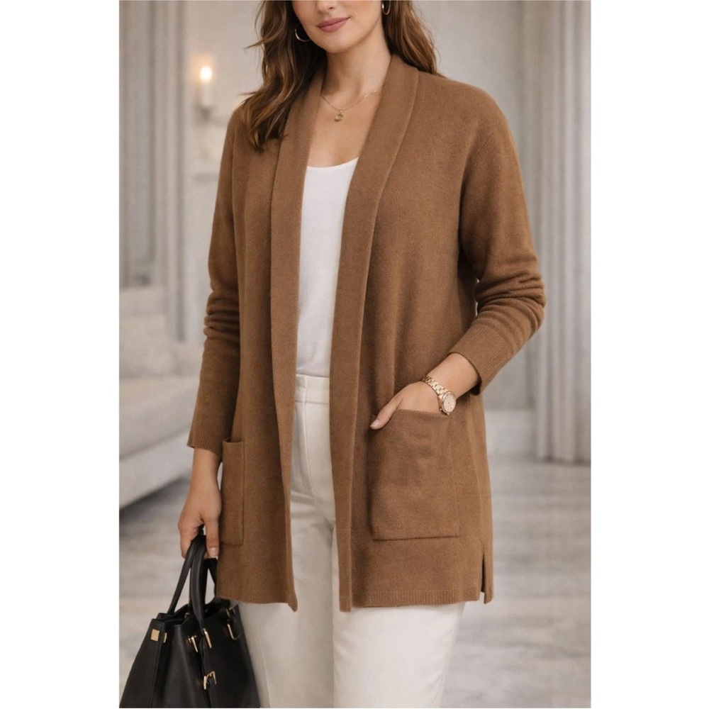 J. Crew Chelsea Brown Open-Front Cardigan Sweater Blazer S Cotton